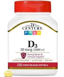 ویتامین دی سنتری 250 عدد 21st Century D3 2000 IU 4 ویتامین دی سنتری 250 عدد