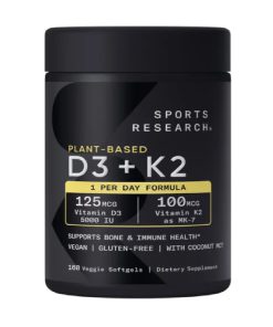 ویتامین د3 و کا2 اسپورتس ریسرچ 160 عددی Sports Research Vitamin D3 + K2